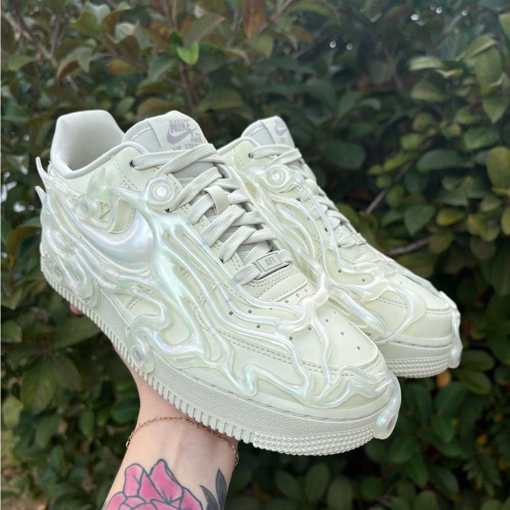 NIKE Air Force 1 Low 07 LX Sea Glass Light Iron Ore Translucent Wavy Sneaker NWT